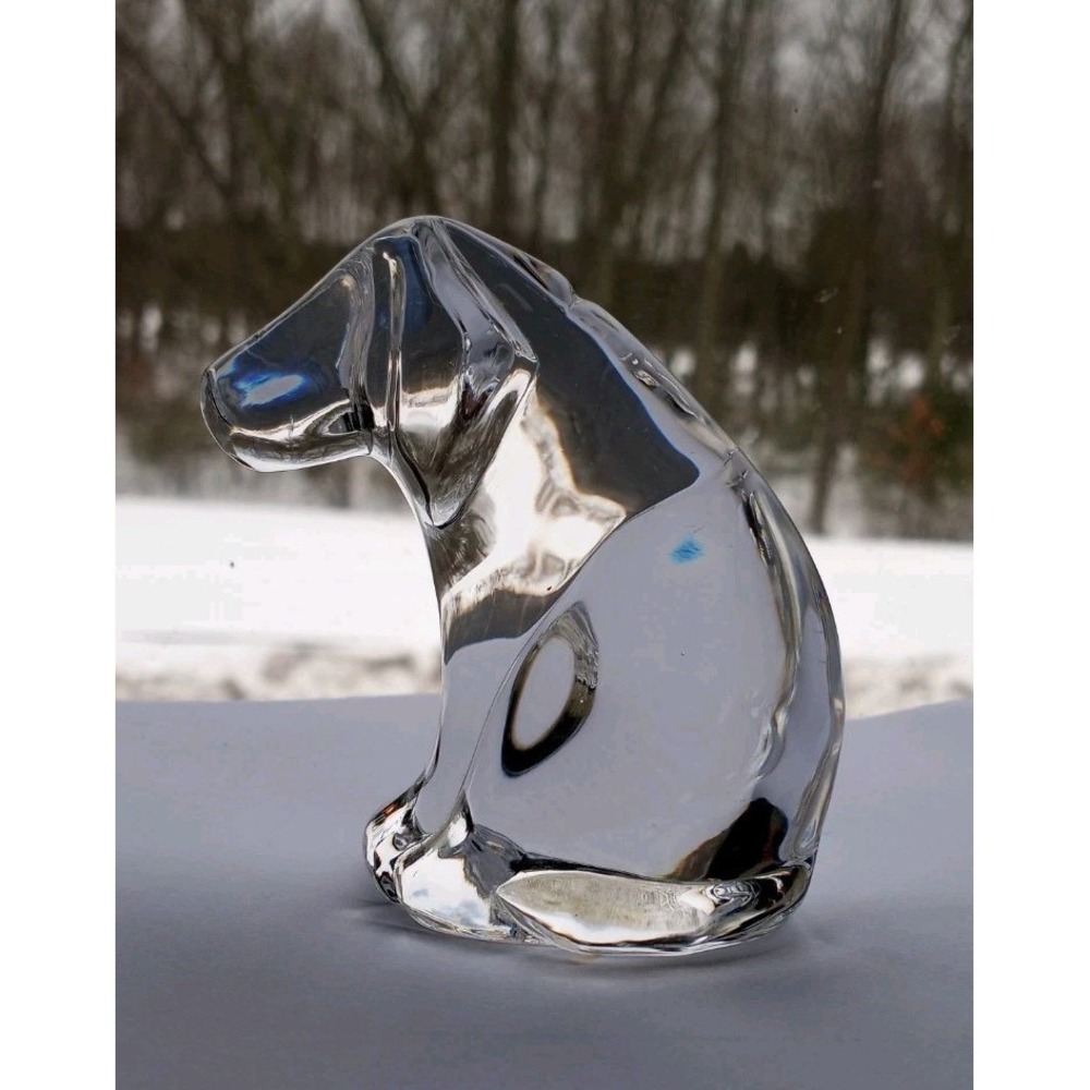 Vtg Lead Crystal Hound Dog Figurine  Paperweight‎ Signed Atlantis Basset
